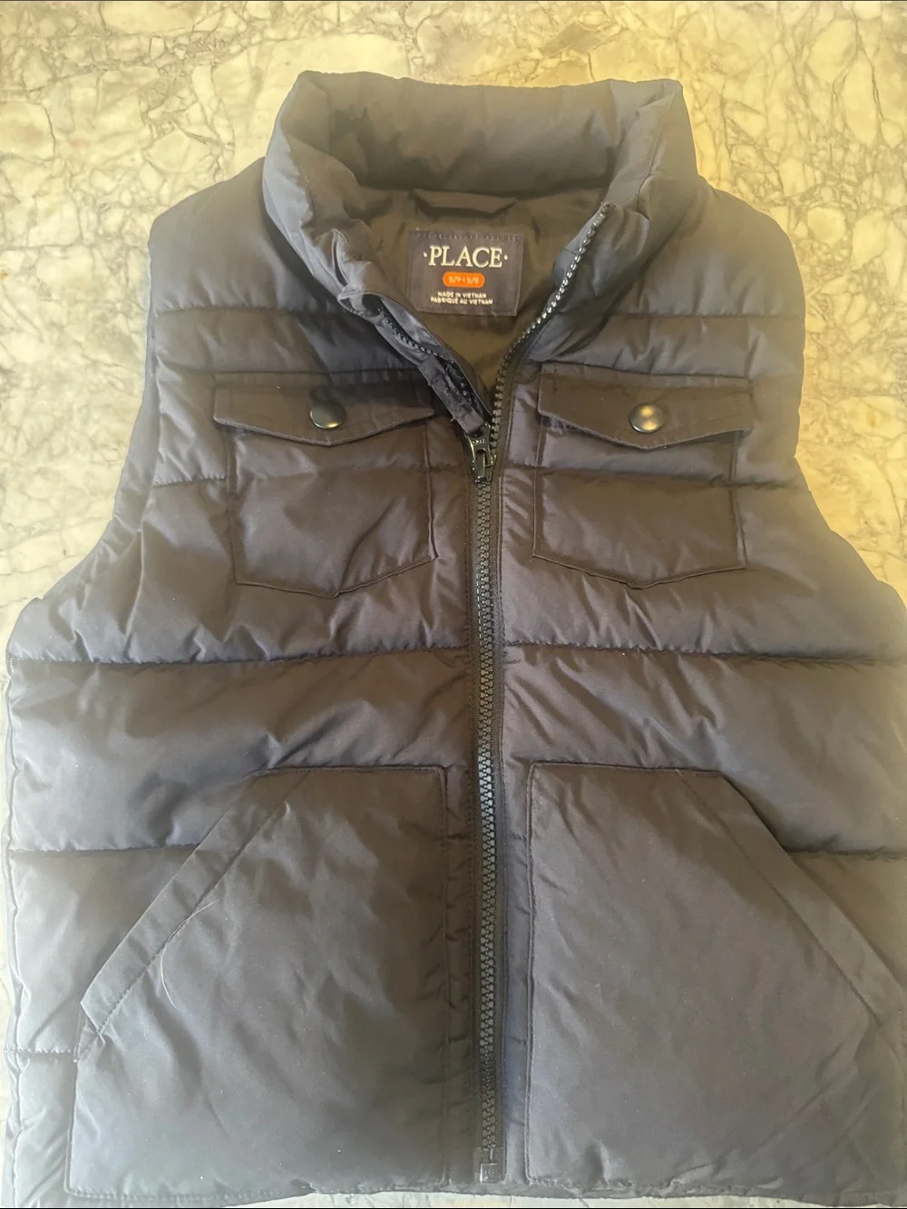 The Children's Place Black Puffer Vest with Snap Flap Pockets s/p 5:6